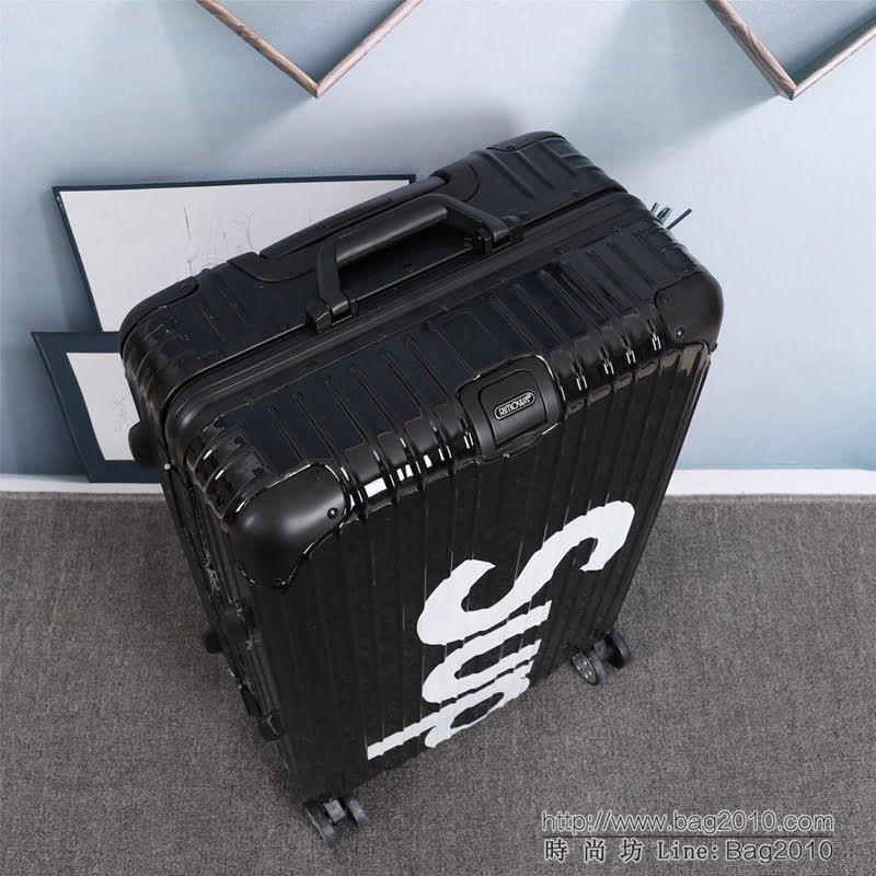 潮牌Suprmem聯名rimowa日默瓦 專櫃雙排萬向靜音飛機輪 航空7系鋁合金 拉箱/拉杆箱  xbt1126